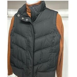 Vintage Gap Down Puffer Vest Womens M Black High Collar Fall 2007 Y2K